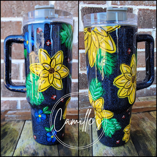Hand painted Floral 40oz