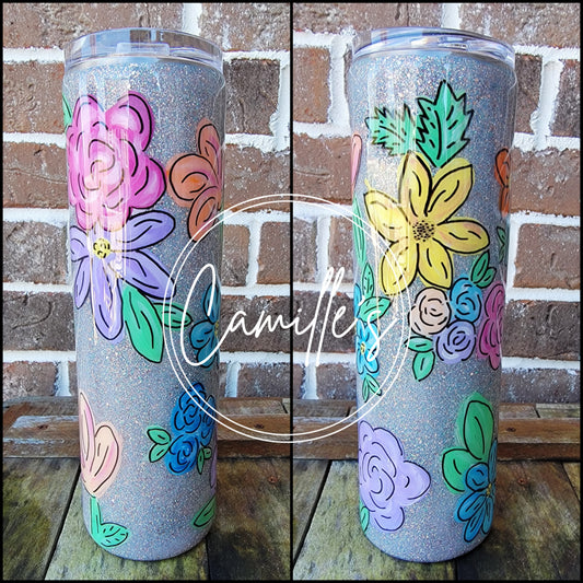 Hand painted Floral 30oz